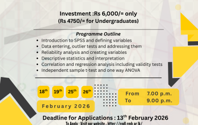Workshop on Statistical Package for Social Sciences (SPSS)