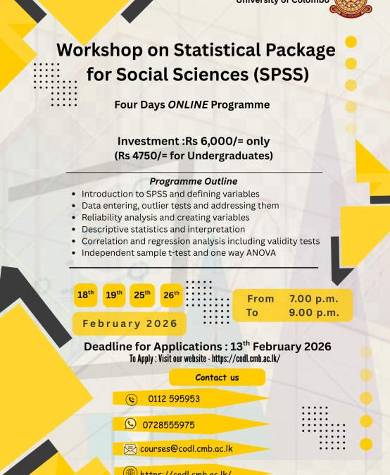 Workshop on Statistical Package for Social Sciences (SPSS)
