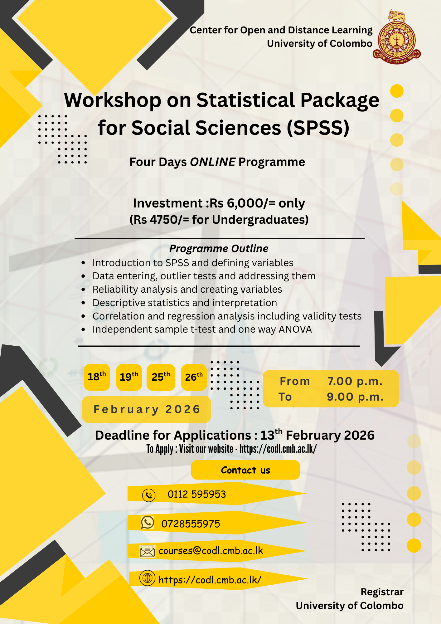 Workshop on Statistical Package for Social Sciences (SPSS)